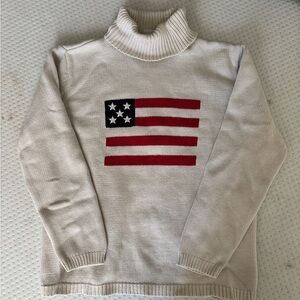 M Cream Sweater with Flag Design